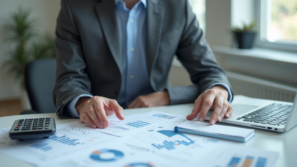 Профессиональная рабочая область с финансовыми отчетами и графиками анализа