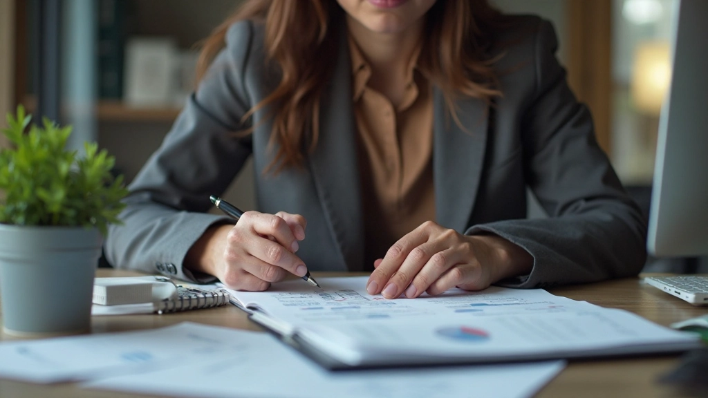 Финансовые отчеты и учетные документы на рабочем столе специалиста по корпоративному учету