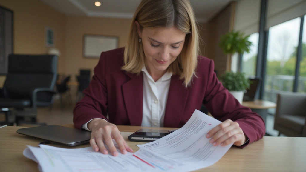 Профессиональный бухгалтер анализирует финансовые отчеты на рабочем столе