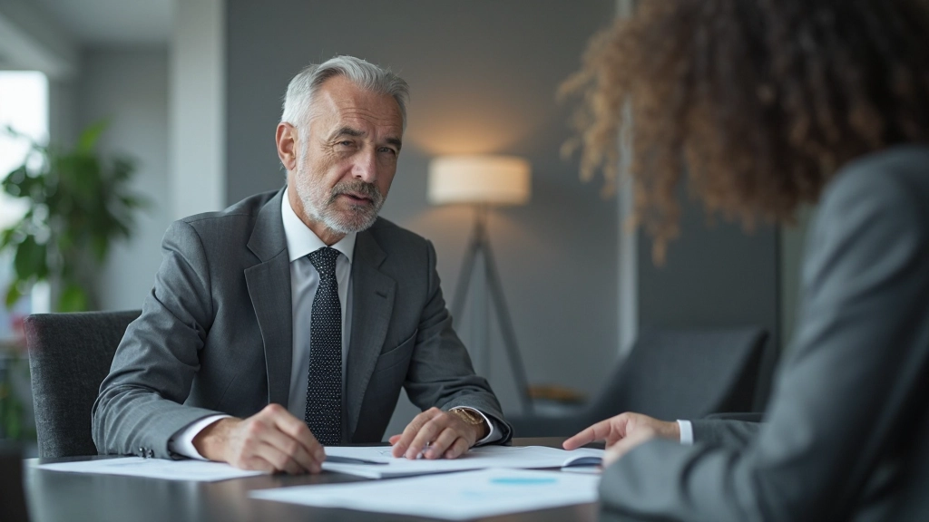 Портфельный менеджер обсуждает инвестиционную стратегию с клиентом в офисе